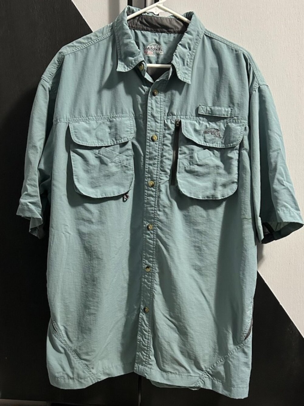Natural Gear Men's SS Button Down Vented Fishing Nylon Shirt Outdoor Size XL